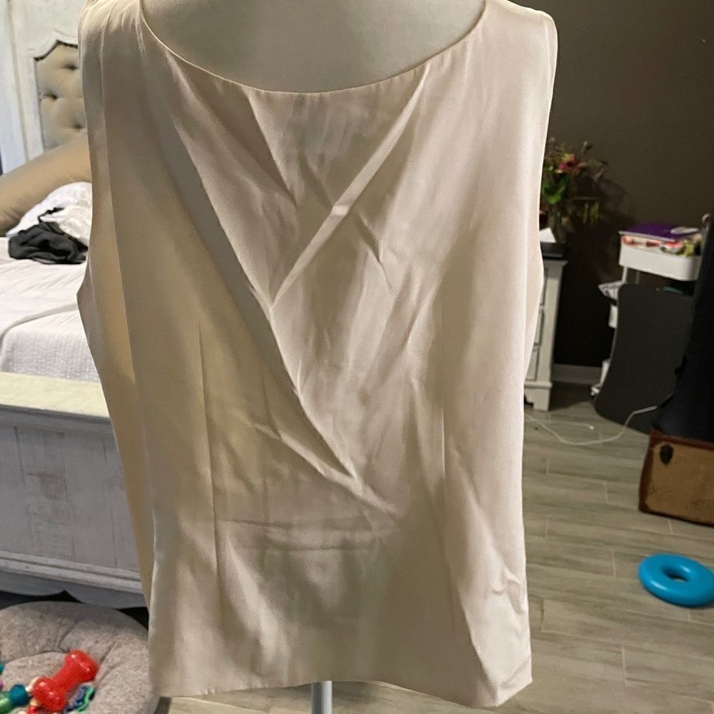 NWOT Lafayette 148 New York Cream Silk Fully Lined Sleeveless Top - 14 - Picture 5 of 10